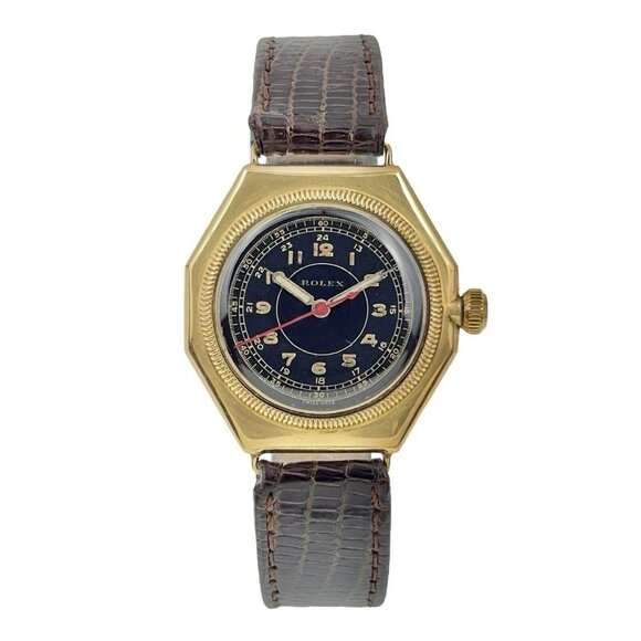 Rolex Oyster 18k Yellow Gold 32mm Manual Wind Black Dial Unisex Watch 679 - Picture 1 of 9